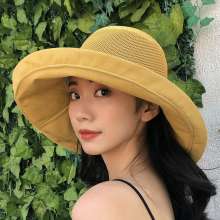 Summer breathable sunscreen big hat cross-country ladies cotton fisherman hat travel anti-UV sun hat (hat 3)