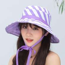 [5 colors optional] visor female stripes wild sunscreen Japanese hat summer fisherman hat sun hat cover face UV YWDF-3 (hat 4)
