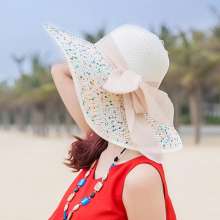 【6色】新款蝴蝶结大檐草帽度假沙滩女混色夏天旅游防晒帽时尚遮阳帽子XFMY-3（帽子12）
