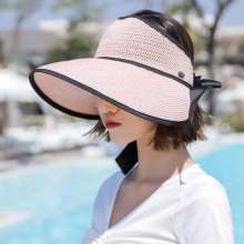 Korean version of the wild bow empty top hat female summer beach hat sunscreen big hat sun hat straw hat hat (hat 14)