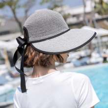 Korean version of the wild bow empty top hat female summer beach hat sunscreen big hat sun hat straw hat hat (hat 14)