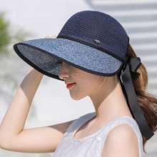 Korean version of the wild bow empty top hat female summer beach hat sunscreen big hat sun hat straw hat hat (hat 14)