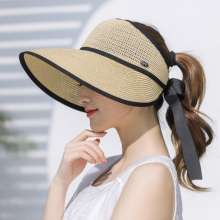 Korean version of the wild bow empty top hat female summer beach hat sunscreen big hat sun hat straw hat hat (hat 14)