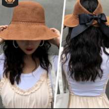 2019 new sun hat collapsible straw hat empty top hat visor female summer bow paste travel out wild j279 (hat 16)