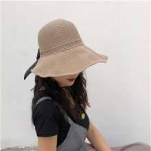 2019 new sun hat collapsible straw hat empty top hat visor female summer bow paste travel out wild j279 (hat 16)