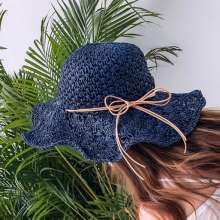 New Sun Hat Women Handmade Crochet Lafite Hat Openwork Sun Visor Collapsible Korean Summer