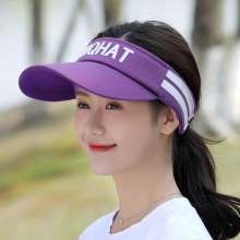 Summer visor ladies hot outdoor sports sunscreen breathable cool empty top hat printed letters UV protection cap (hat 22)