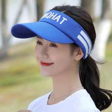 Summer visor ladies hot outdoor sports sunscreen breathable cool empty top hat printed letters UV protection cap (hat 22)