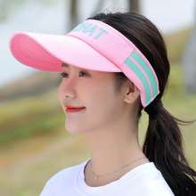 Summer visor ladies hot outdoor sports sunscreen breathable cool empty top hat printed letters UV protection cap (hat 22)