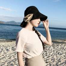 Spring and summer new big lady visor fisherman hat portable travel folding basin hat outdoor sun protection UV cap (hat 25)