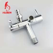 Factory direct Hu Ben bathroom one into two into the wall dual-use multi-function double outlet toilet spray gun copper angle valve 170026