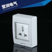 Concealed wall waterproof socket. IP55 waterproof wall socket. A three-hole socket panel. Socket plug