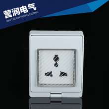 Concealed wall waterproof socket. IP55 waterproof wall socket. A three-hole socket panel. Socket plug