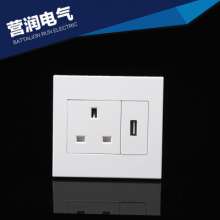 USB+英式面板  英式插座 墙壁开关插座 跷板开关86型面板 卡入功能键