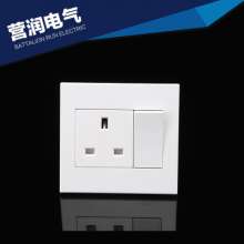 开关+英式 墙壁开关插座 跷板开关86型面板 卡入功能键面板