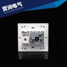 Five-hole + computer Wall switch socket rocker switch type 86 panel Card-in function key panel socket British socket plus computer