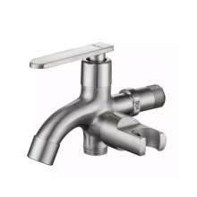 SUS304Stainless steel multi-function faucet faucet one into two out with bracket washing machine mop pool quick open faucet dual-use faucet