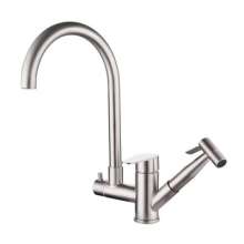 SUS304 faucet Stainless steel faucet Brushed faucet Mixing faucet Kitchen faucet with spray gun Rotating faucet c001