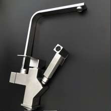 Water source bathroom processing shop SUS304 stainless steel kitchen hot and cold faucet Basin faucet sink faucet can pull square robot faucet faucet c002
