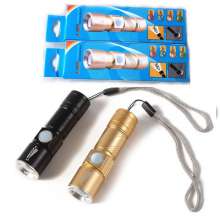 Led zoom light flashlight waterproof flashlight riding aluminum flashlight mini USB charging flashlight 501