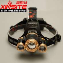 Aircraft head USB charging led strong head light T6 outdoor fishing long shot induction zoom headlights