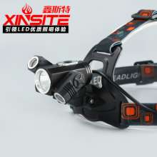 Headlights Glare lights Charging 3 lights T6 head bald head climbing outdoor led night fishing lights miner's lamp 3 core T6 outdoor lighting