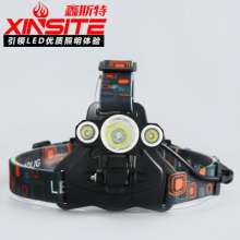 Headlights Glare lights Charging 3 lights T6 head bald head climbing outdoor led night fishing lights miner's lamp 3 core T6 outdoor lighting
