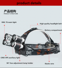 New Focusing charging 5led strong head light Super bright waterproof   Fishing light T6 high power flashlight headlight headlight headlight