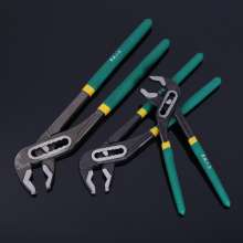 Tool two-color dip plastic handle water pump pliers. Plumbing pipe wrench. Multi-standard water pump pliers. Manual wrench. scissors