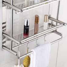 Stainless steel bathroom shelf. Stainless steel towel rail. Toilet shelf. Bathroom storage three-tier rack. Shelf. Hotel supplies YF008