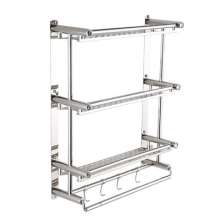 Stainless steel bathroom shelf. Stainless steel towel rail. Toilet shelf. Bathroom storage three-tier rack. Shelf. Hotel supplies YF008