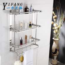 Stainless steel bathroom shelf. Stainless steel towel rail. Toilet shelf. Bathroom storage three-tier rack. Shelf. Hotel supplies YF008