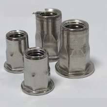 Stainless steel, flat head half hex, rivet nut