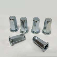 Flat head full hexagon blind hole blue white rivet nut