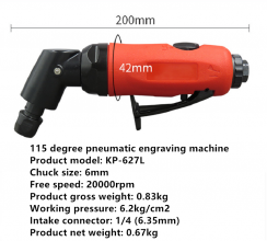 Pneumatic engraving machine 45 degree elbow wind mill tire grinding machine mold polishing machine burr trimming machineKP-627L
