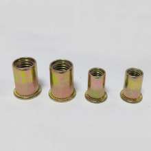 Flat head vertical knurling color zinc rivet nut