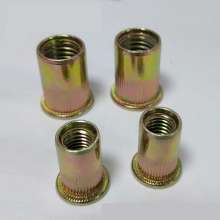 Flat head vertical knurling color zinc rivet nut