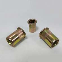 Flat head vertical knurling color zinc rivet nut