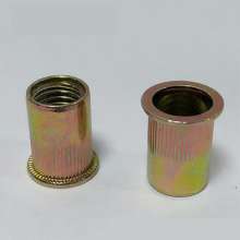 Flat head vertical knurling color zinc rivet nut