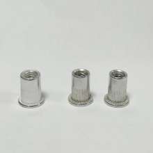 Flat vertical stripes, knurled aluminum, rivet nuts, screws