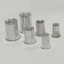 Flat vertical stripes, knurled aluminum, rivet nuts, screws