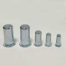 Flat vertical stripes, knurled white blind holes, closed end rivet nuts, screws