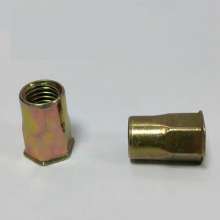 Small countersunk half hexagonal color zinc rivet nut, screw