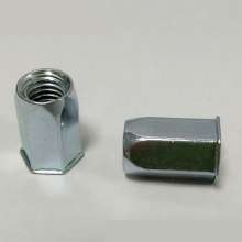 Small countersunk head full hex rivet nut, screw