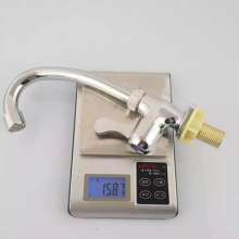 Electroplated plastic with a small bend. Vertical rotatable single cold kitchen sink faucet. Washbasin sink faucet. Adhesive vertical faucet 0351