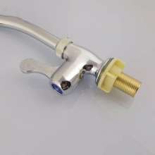 Electroplated plastic with a small bend. Vertical rotatable single cold kitchen sink faucet. Washbasin sink faucet. Adhesive vertical faucet 0351