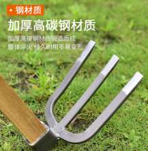 All-steel medium-sized hoe, agricultural weeding claw hoe, excavating large hoe, long-handled hoe, wooden handle high carbon steel hoe, weeding and soiling claws, 1.2 m hoe, claw hoe, taro