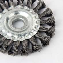 Flat wire wheel. Wheel. 5874 machine with flat wire wheel. Twisted wire flat wire wheel. Twisting wheel
