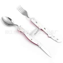 Stainless steel knife and fork spoon set . Knife and fork . Spoon .SY-FT005 camping folding tableware. Multi-function knife spoon fork outdoor portable combination cutlery set