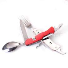 Camping tableware folding knife and fork spoon. Fork spoon. Knife. Three piece setware. Combination tableware Western food. Multi-functional disassembly tableware .SY-FT010